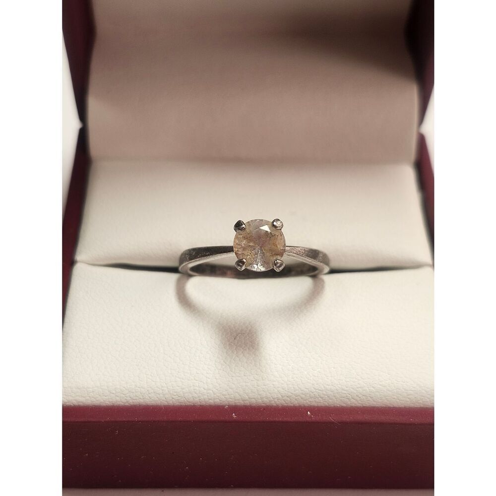 AVON 925 Sterling Silver  White Topaz Engagement Ring Sz 7.75 Vintage